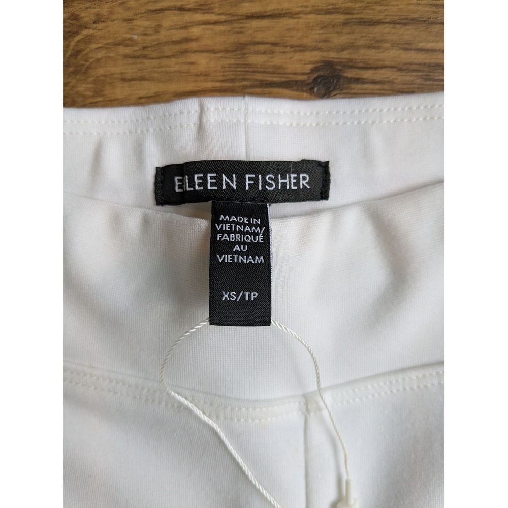 NWOT $198‎ Eileen Fisher White Ponte Straight Leg Stretch Casual Pants XS - Picture 4 of 13
